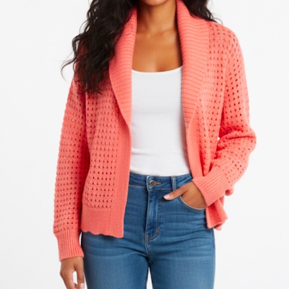 Universal Thread Sweaters - Universal Thread Coral Open-Knit Cardigan